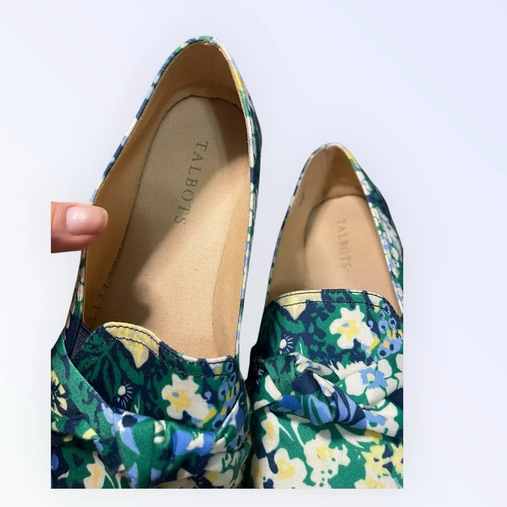 💙Talbots Izzy Knot Women's Floral Espadrilles - Green and Yellow